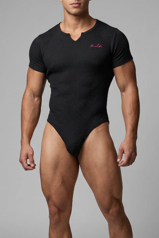 Striker V-Neck Short Sleeve Bodysuit - Noir