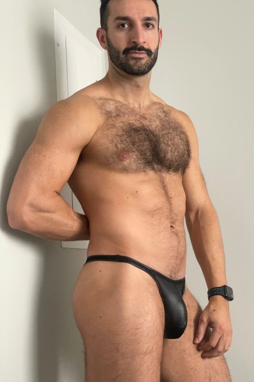 Soft Vegan Leather Scrunch-Butt Briefs - Black Liquorice