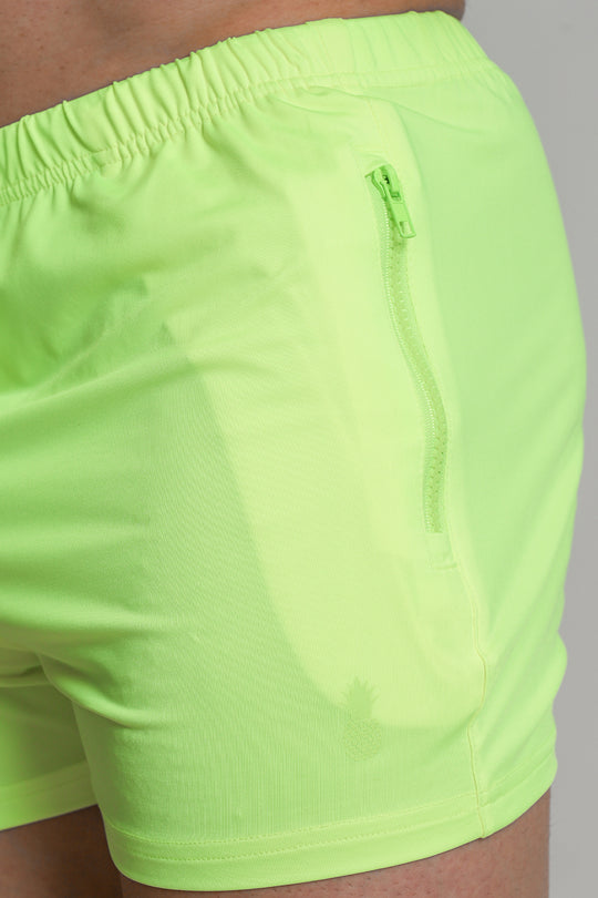 Karma 2" Short Shorts with Zipper Pockets - Neon Yellow