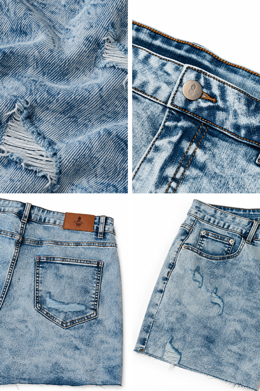 Rockstar Raw Cut 2.5" Denim Short Shorts - Blue Acid Wash