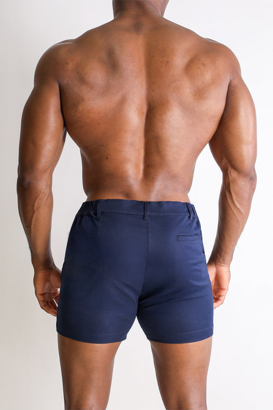 Muscle-fit Men's 4'' Stretchy Chino Shorts - Navy