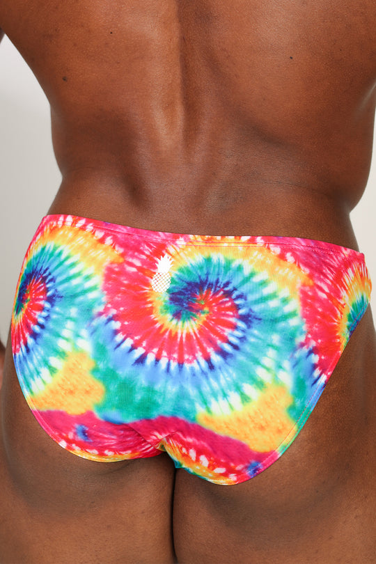Men's Slimmer Bulge Briefs - Rainbow Tie Dye