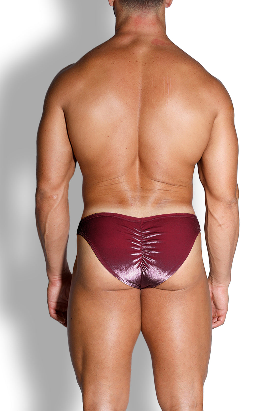 Velvety Scrunch-Butt Bikini Briefs - Maroon