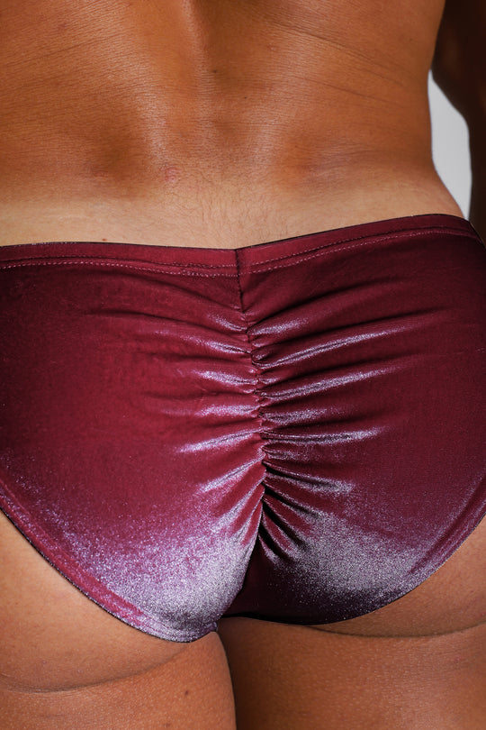 Velvety Scrunch-Butt Bikini Briefs - Maroon