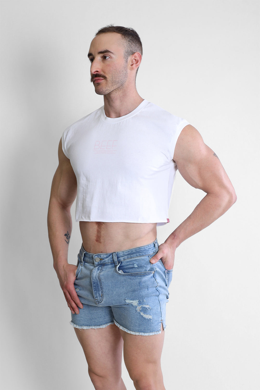 Escapism Muscle-Fit Crop Tank - Beef