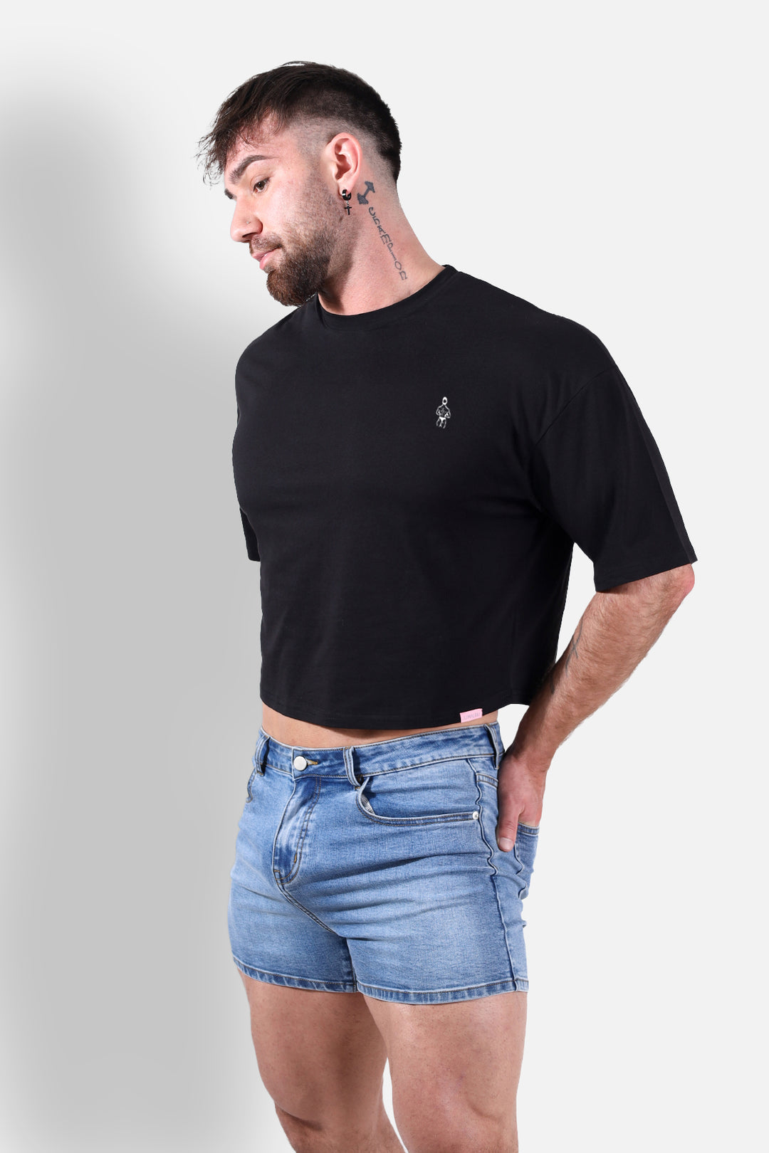 Oversized Relaxed Crop Top - Midnight Black