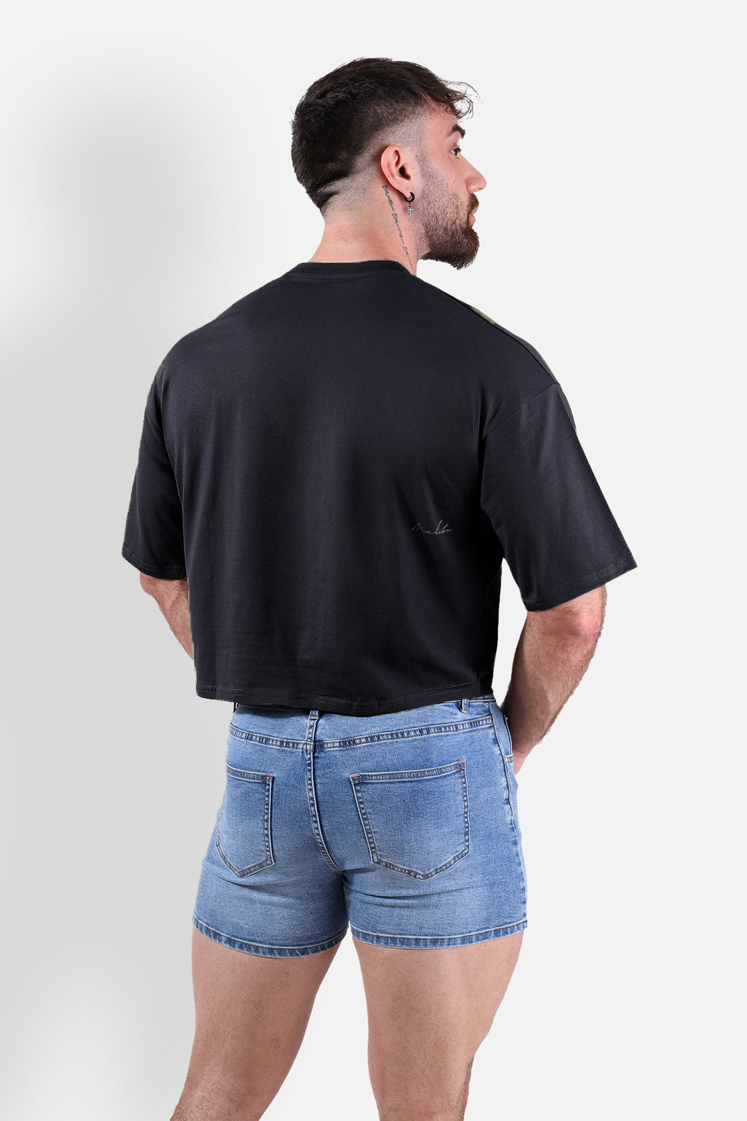 Oversized Relaxed Crop Top - Midnight Black