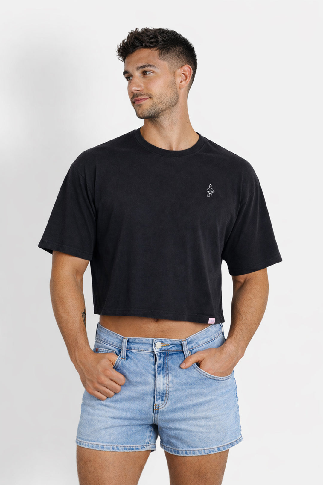 Oversized Relaxed Crop Top - Midnight Black