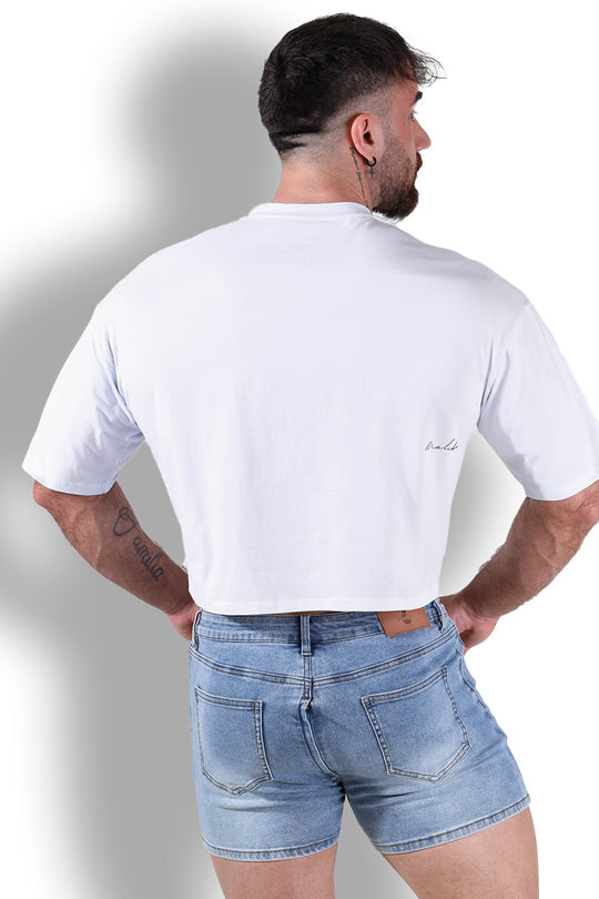 Oversized Relaxed Crop Top - White