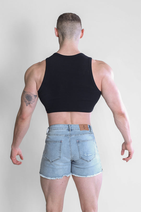 Wrapped Up Ribbed Crop Tank - Black