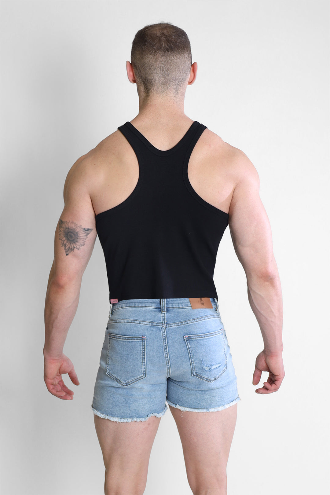 Scooped Racer V Tank Top - Black